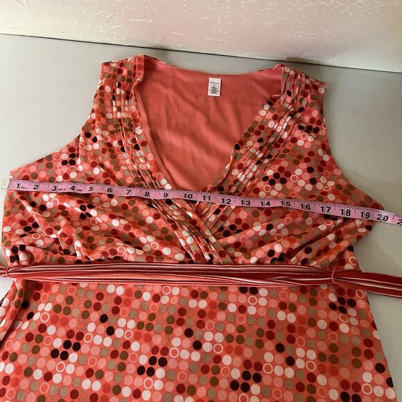 Vintage Merona Wrap Top Womens XL Orange Polka Dot Mesh Tie Back Y2k Retro - Picture 5 of 9